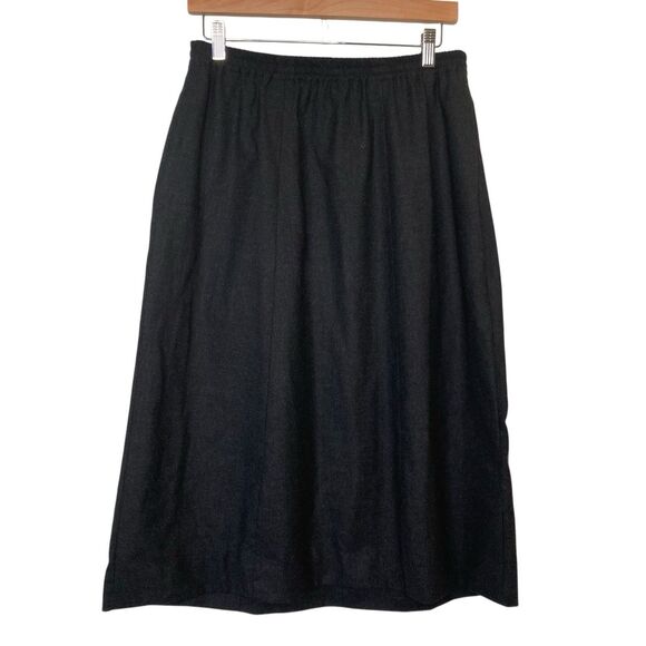 Eskandar Size 1 Exquisite Woven Black Charcoal Cashmere Wool Straight Long Skirt